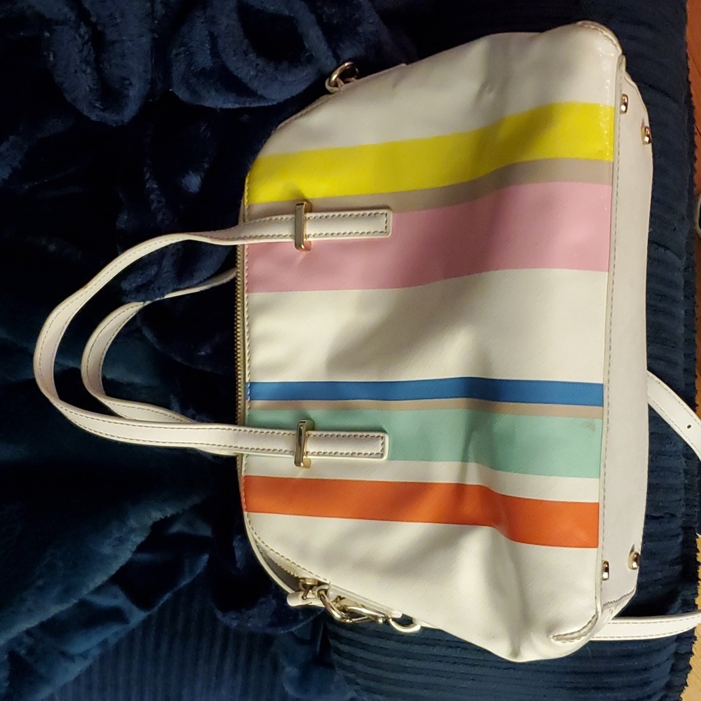 Kate Spade pocket book, white with colored stripes! - Picture 3 of 8